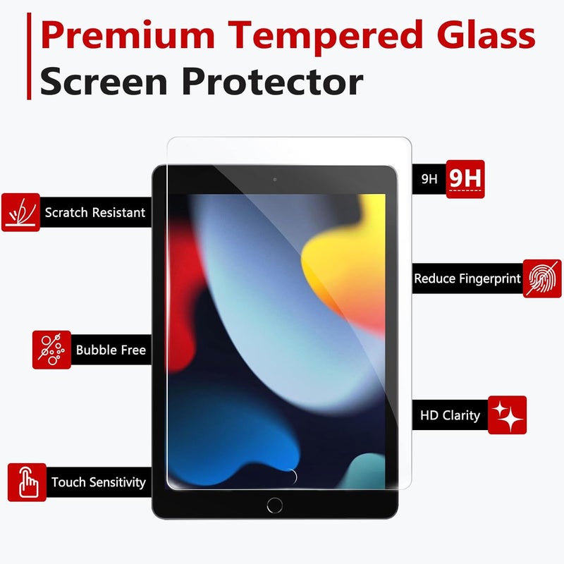 bersem Screen Protector Compatible with iPad 9th/8th/7th 10.2 Inch (2021&2020&2019 Models) Tempered Glass, Ultra Clear, Anti-Scratch, Case Friendly, EZ Kit, 1 Pack - Image 3